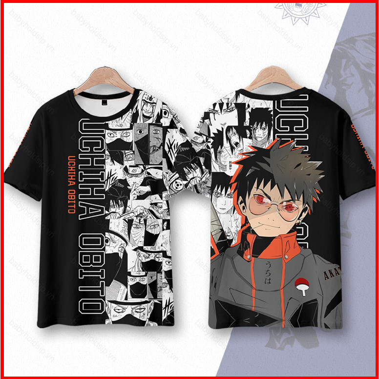 BS1 Naruto Anime Áo Thun Nữ Tay Ngắn Top Unisex Cosplay Tee Thời Trang Sasuke Obito Áo Sơ Mi Rời Plu