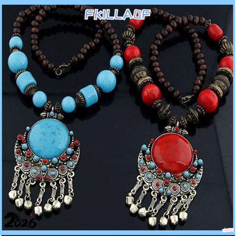 Vòng cổ mặt dây chuyền Bohemian FKIL, Quà tặng Vòng cổ Bohemian cổ điển, Trang sức hợp kim chất lượn