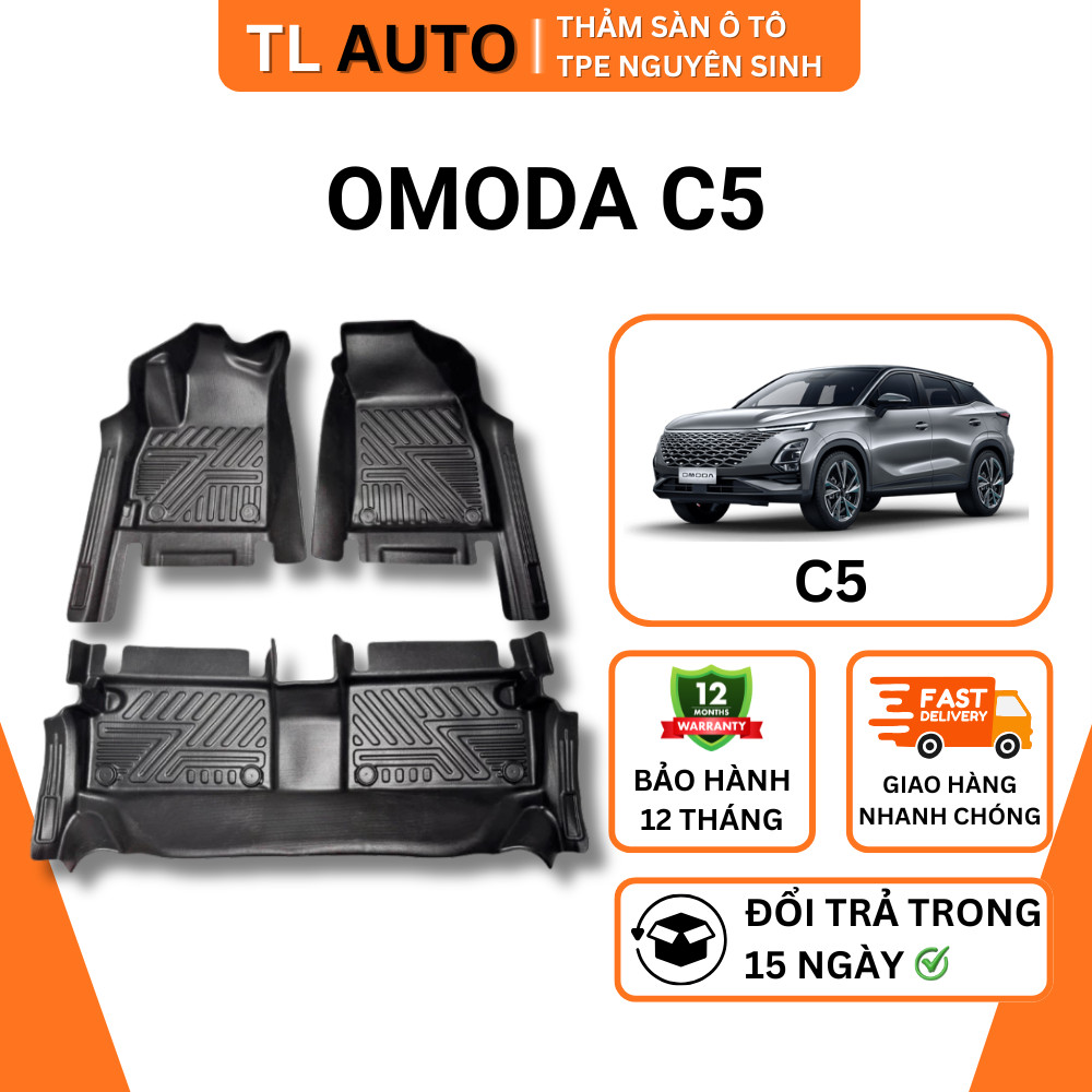 Thảm Lót Sàn OMODA C5, Thảm Lót Sàn TPE Tràn Viền Bậc Cửa, Không Mùi, Dễ Vệ Sinh TL Auto