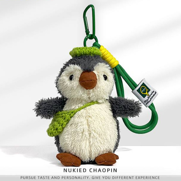 Beret Little Penguin Satchel Pendant Cute Toy Ornaments Doll Plush Doll Trinket Keychain kzRu