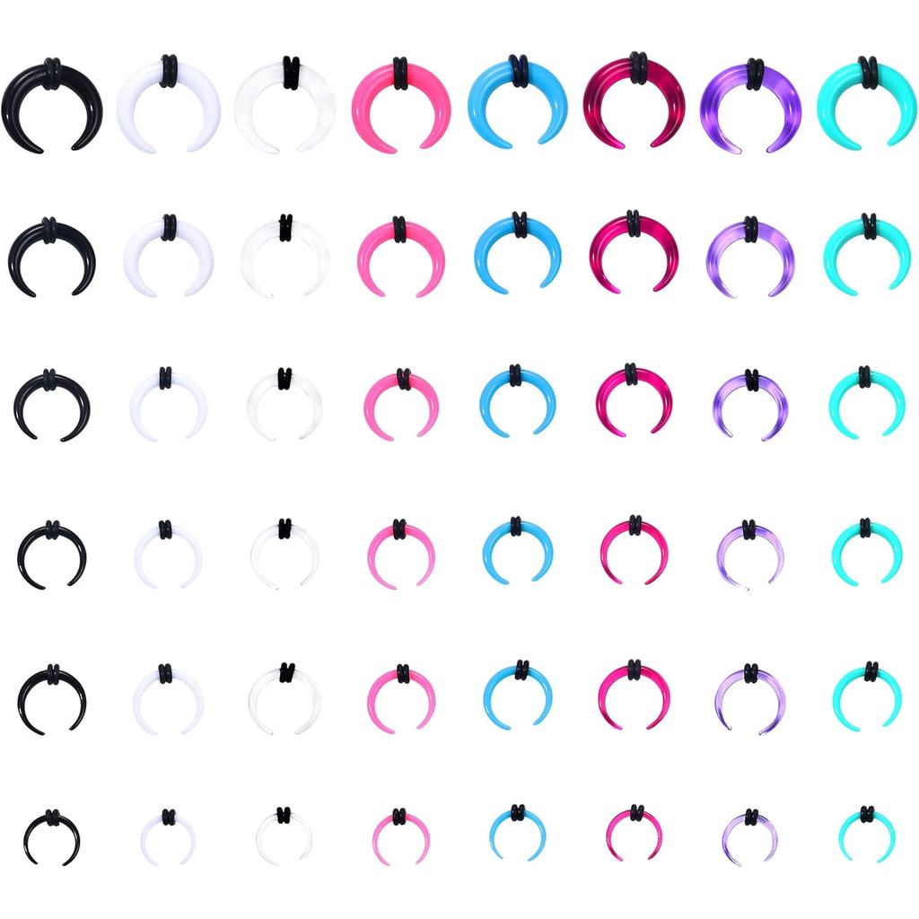 YADOCA 48 Chiếc Acrylic Septum Stretching Kit 14G 12G 10G 8G 6G 4G Septum Ring C Shape Buffalo Pinch