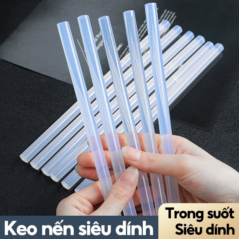 Keo nến nhỏ Mesibo trong suốt, Combo 50 cây keo nến nhỏ, 7mmx250mm dùng cho máy bắn keo