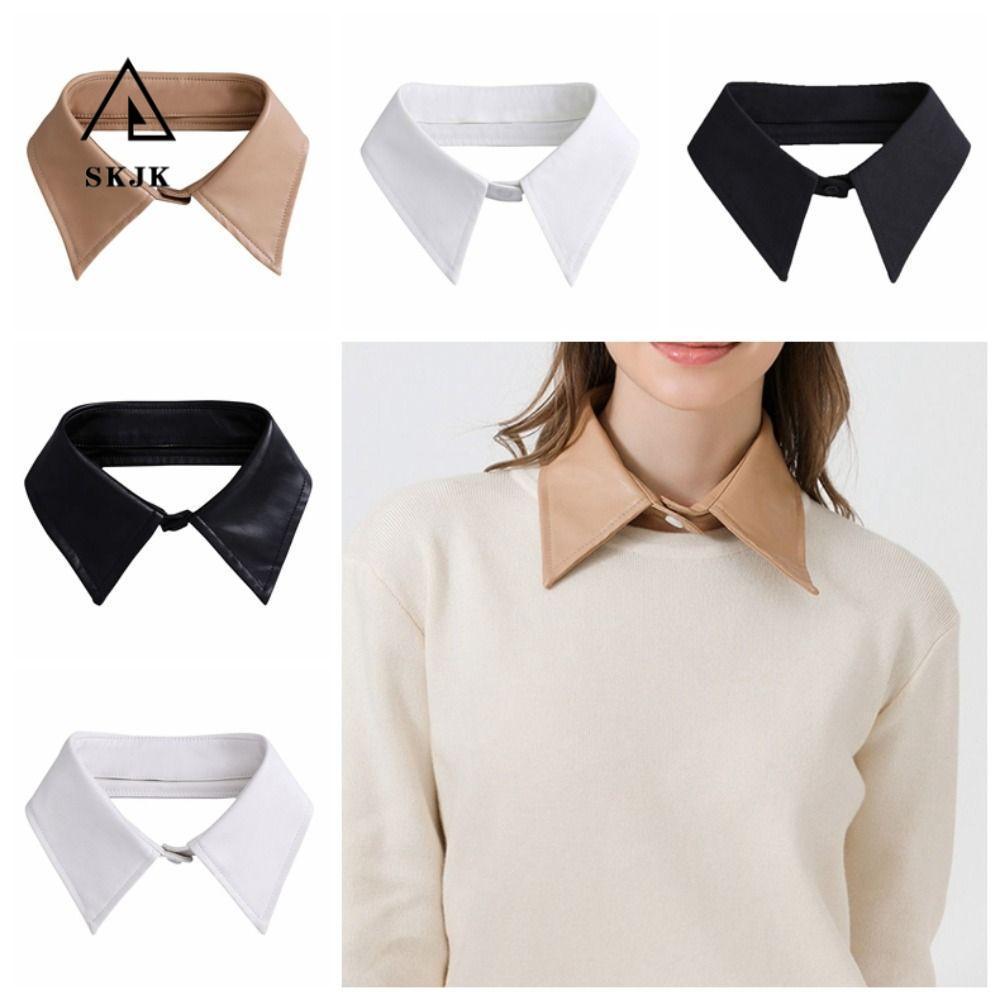Phụ kiện cổ áo tháo rời bằng da PU giả da, phù hợp cho sơ mi và áo len nam