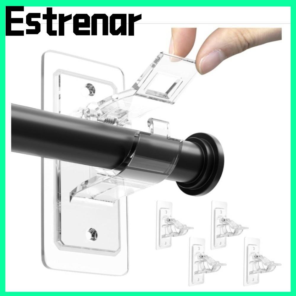 ESTRENAR 2 cái / bộ Giá đỡ thanh treo rèm tự dính, Kẹp thanh treo rèm tiện lợi tự dính, Dụng cụ giữ 