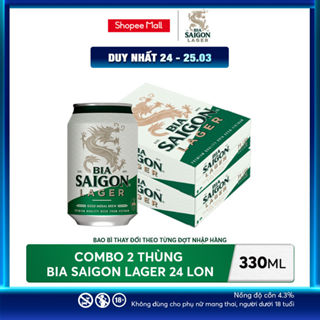 Nồng Độ Cồn 4.3% - Combo 2 Thùng 24 Lon Bia Saigon Lager 330ml