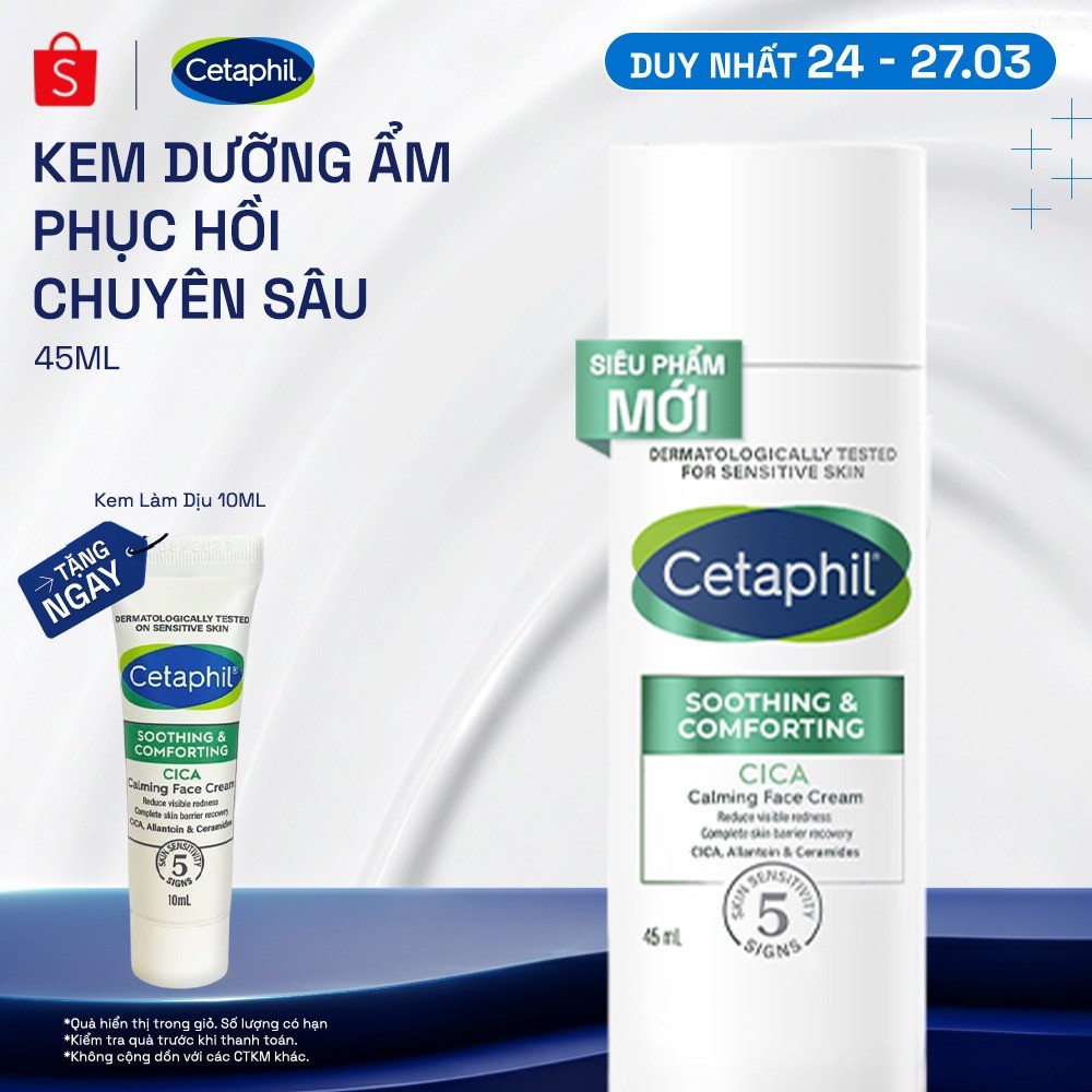 Kem dưỡng ẩm làm dịu phục hồi chuyên sâu Cetaphil Soothing and Comforting Cica Calming Face Cream 45ml