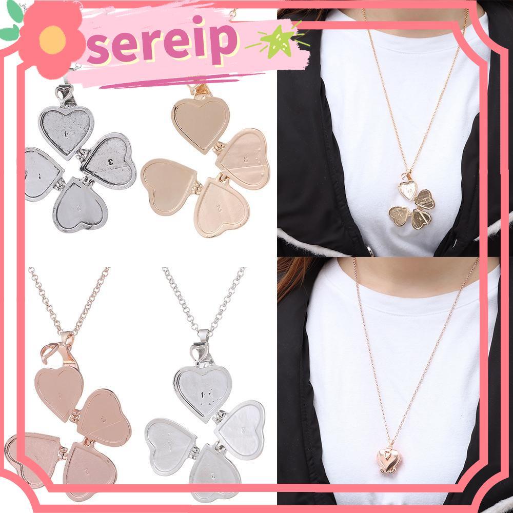 Vòng cổ SEREIP, Heart DIY Photo Locket, Mặt dây chuyền kỷ niệm đám cưới 4 lớp cổ điển