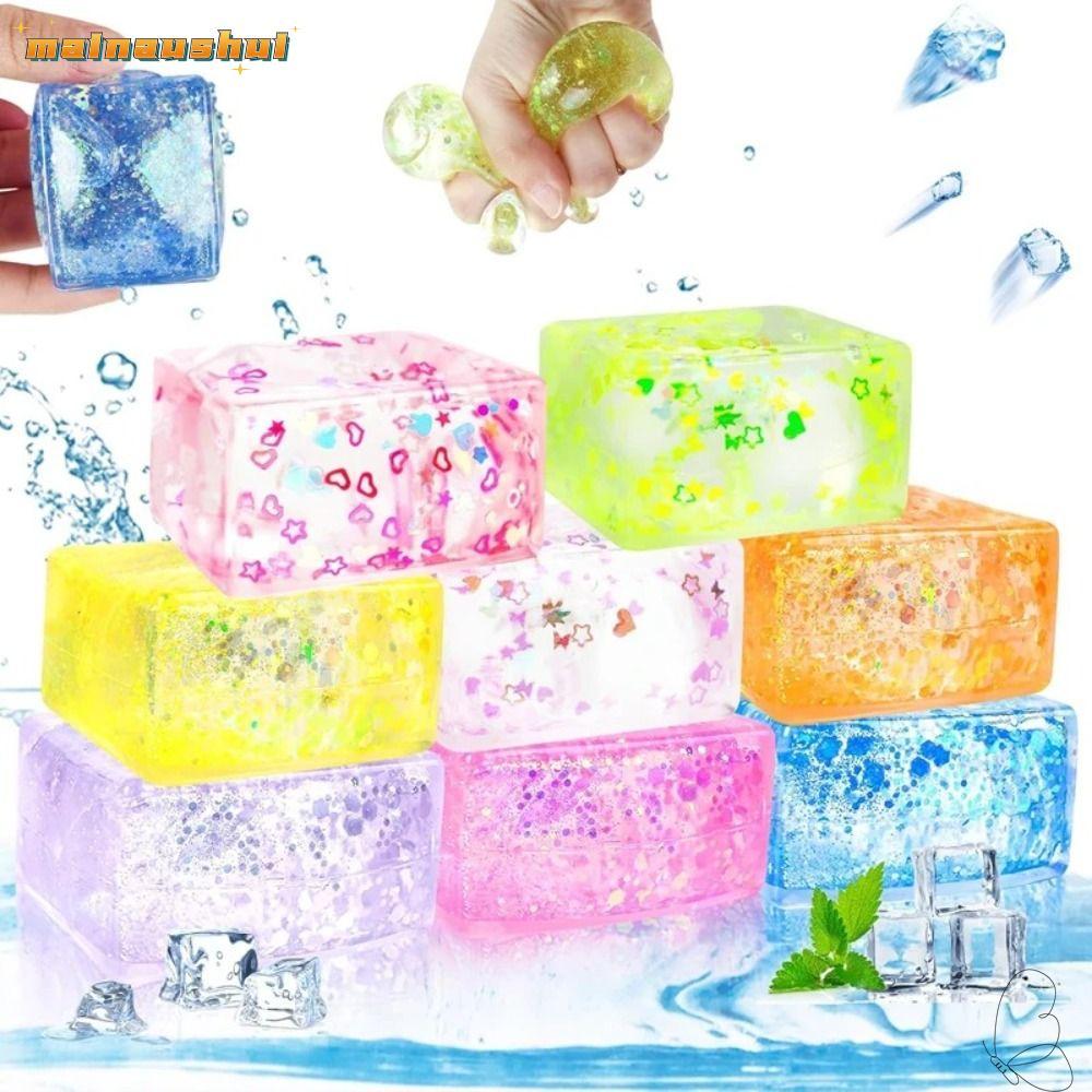 MAINAUSHUI Long lanh Squishy Cube, Malt Sugar Giải nén Gel Ice Cube, Sáng tạo Phát triển chậm Kết cấ
