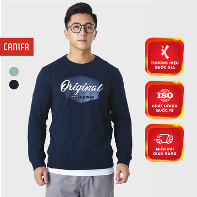 Áo nỉ cổ tròn nam CANIFA áo nỉ sweater có hình in 8TW23W002 FW25