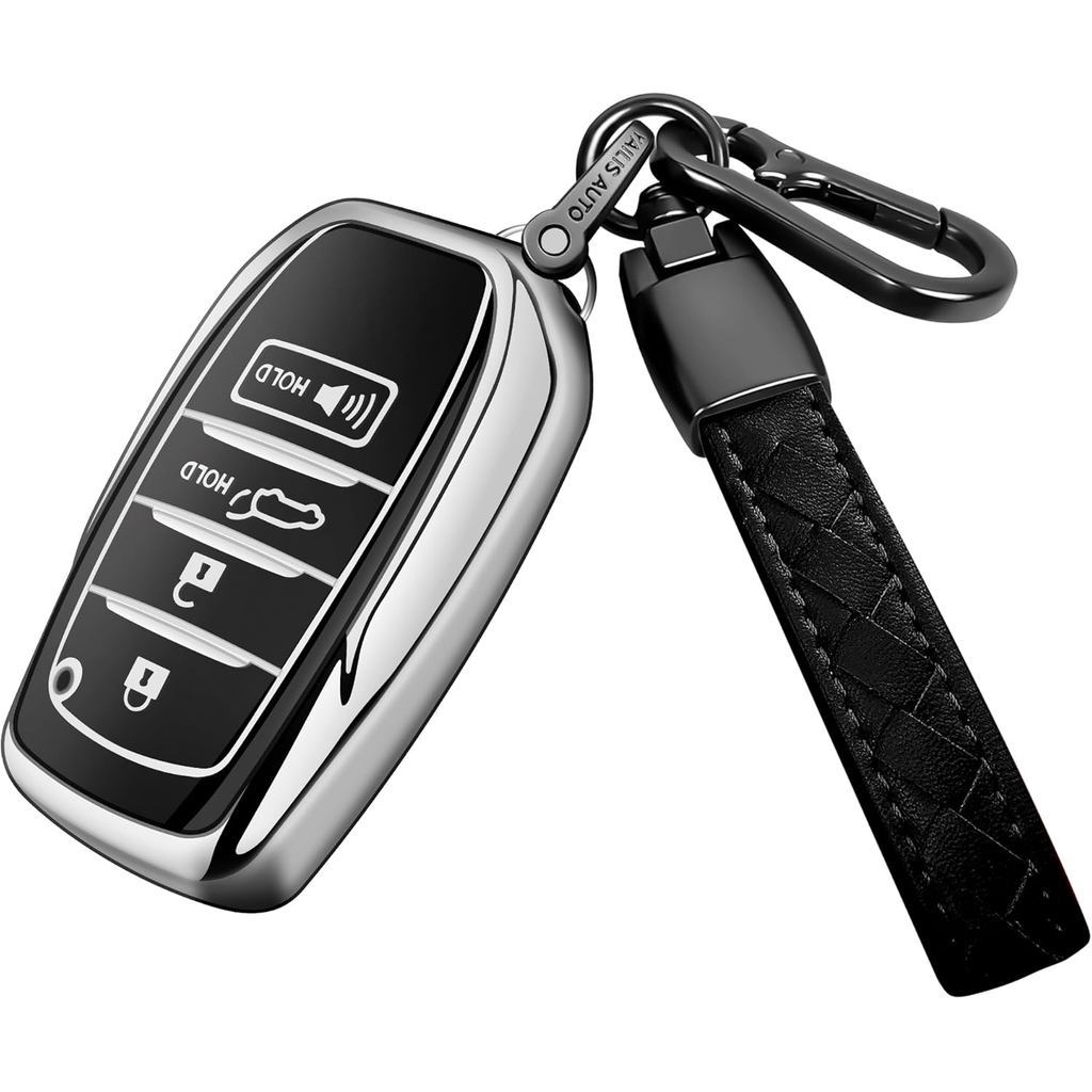 Sindeda cho Toyota Key Fob Cover có móc khóa Vỏ bảo vệ toàn diện mềm mại phù hợp cho 2025 Camry 4 Ru