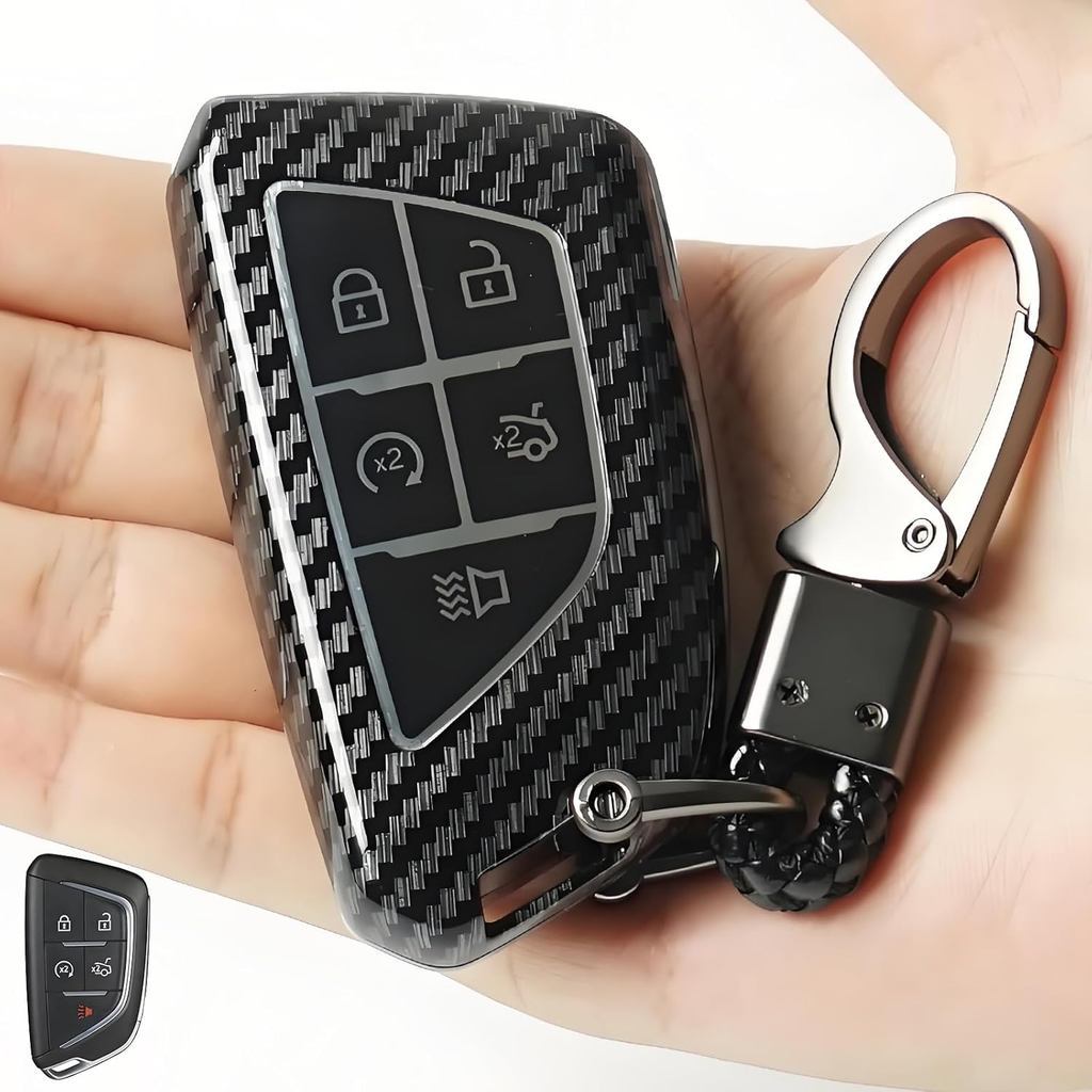 Dành Cho Cadillac Key Fob Cover, Hộp Đựng Chìa Khóa Họa Tiết Sợi Carbon 2022-2024 2025 Cadillac Esca