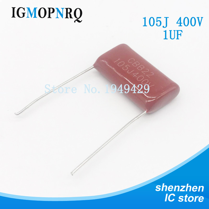 10 Cái / lốc 1uF 105 400V CBB Polypropylene Phim Tụ Điện Sân 20mm 105 1uF 400V MỚI