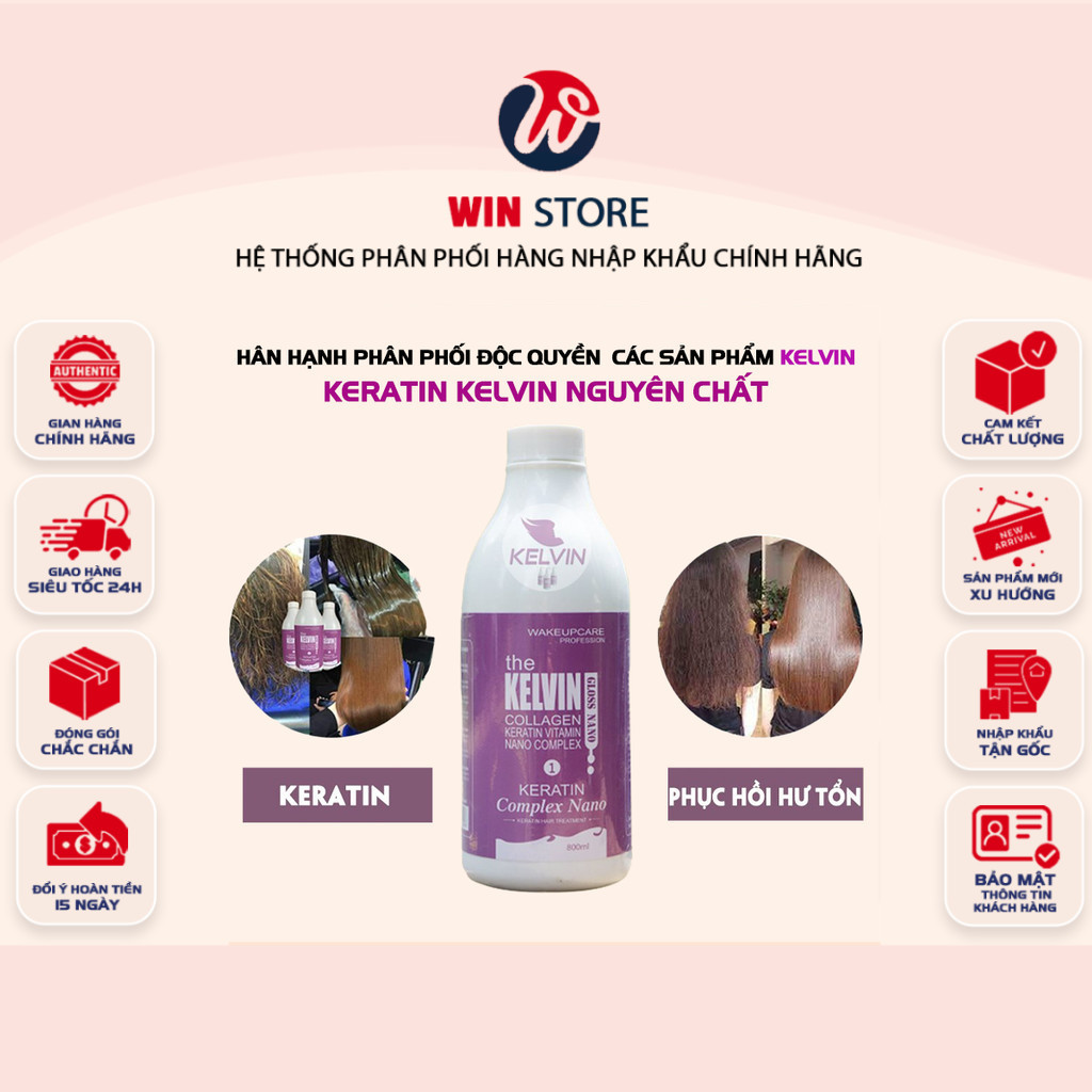 [CHÍNH HÃNG] Keratin Nguyên Chất Kelvin 800ml – Phục Hồi Tóc Hư Tổn, Tóc Tẩy Khô Xơ, Bông Xù, Mỏng Y