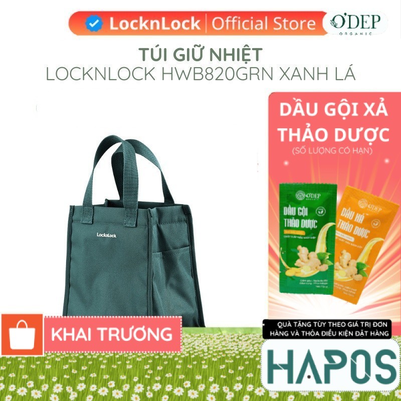 Túi đựng bộ hộp cơm LocknLock Daily Cooler Bag, Hàng Chính Hãng, Màu xanh lá HWB820 HWB820GRN - HAPO