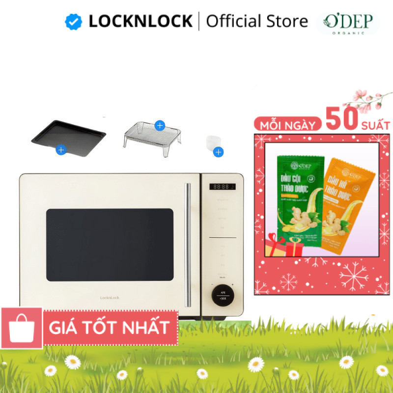 Lò chiên không dầu kết hợp lò vi sóng Locknlock 22 Lít 1800W Rangefryer EJF294IVY - CHEAP CMO