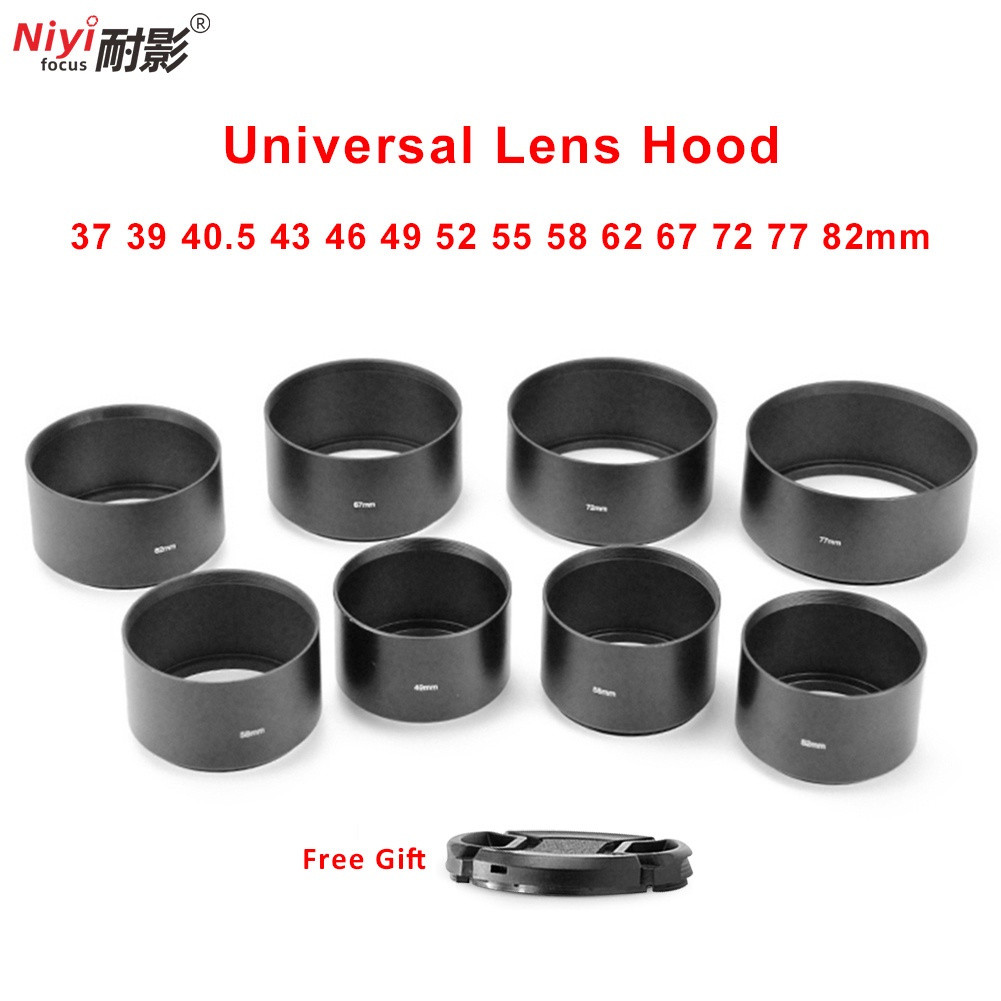 Lens Hood 37mm 39mm 40.5mm 4346 49 52 55 58 62 67 72mm 77mm 82mm Telephoto Ống kính kim loại dài cho