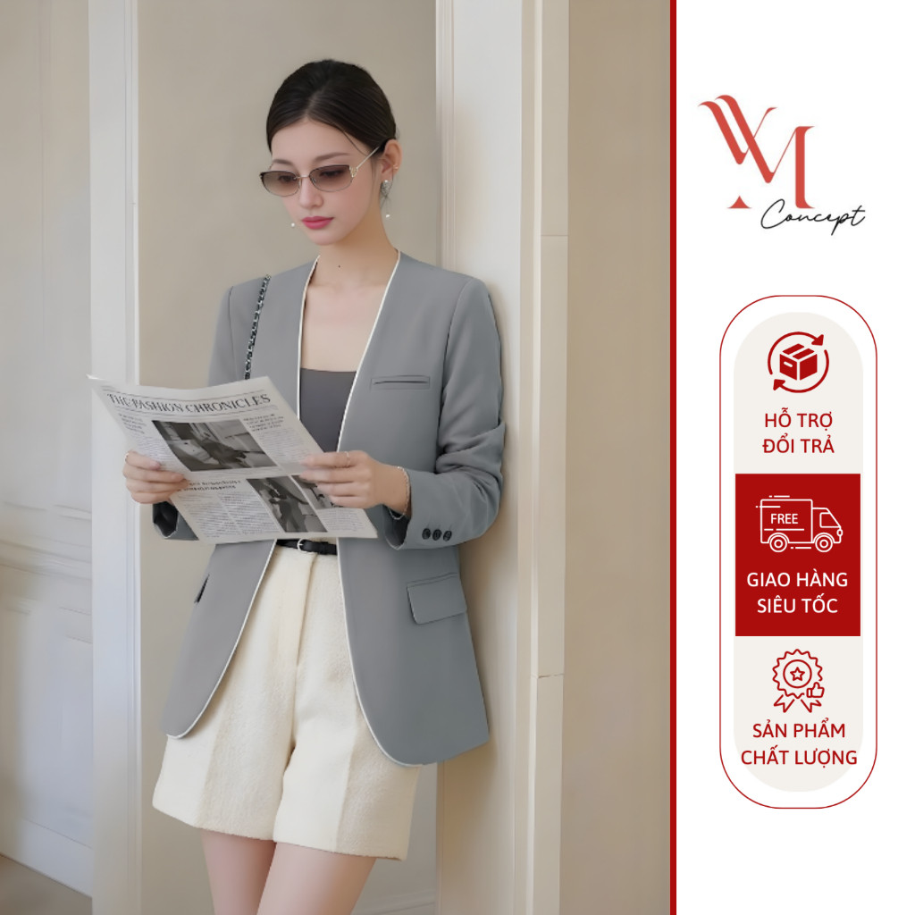 Nari  Áo Vest Viền Trắng Tay Dài - Thời Trang Công Sở Thanh Lịch Hàng Ngày A1538