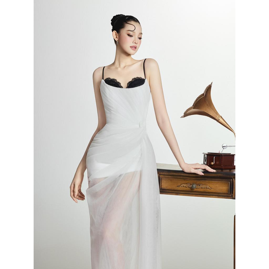 [BYDI DESIGN] HEMI DRESS - Đầm Thiết Kế Trắng Dài 2 Dây Phối Ren, Váy Maxi Voan Dự Tiệc Sang trọng | BigBuy360 - bigbuy360.vn