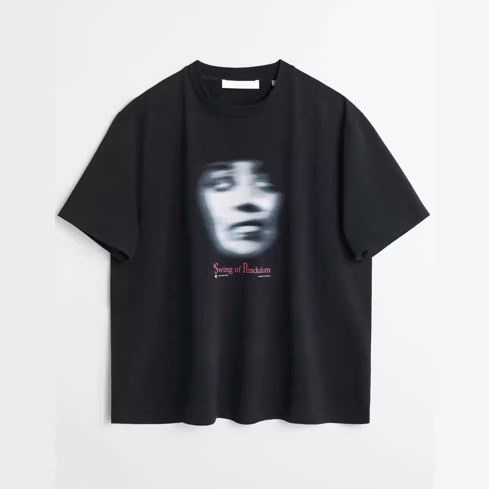 9XWV OurLegacy24ss Ghost Face Print Cotton Summer Casual Loose Fit Unisex Short Sleeve T Shirt