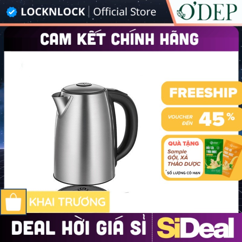 Ấm đun siêu tốc LocknLock 1.7L 2200W tùy chọn nhiệt độ sôi, giữ ấm pha sữa EJK136SLV - Chính Hãng - 