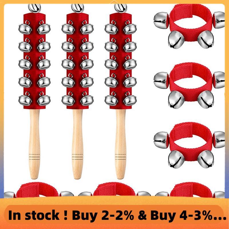 Chuông cổ tay Dây đeo cổ tay Jingle Bells Âm nhạc bằng gỗ cầm tay Jingle Bells cho gia đình dự tiệc