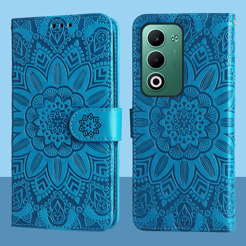 Ốp Lật Ví Da Từ Tính Cho OPPO A5i Pro A5m 4G A5 5G 2025 Vỏ Điện Thoại Hoa Hướng Dương Nổi