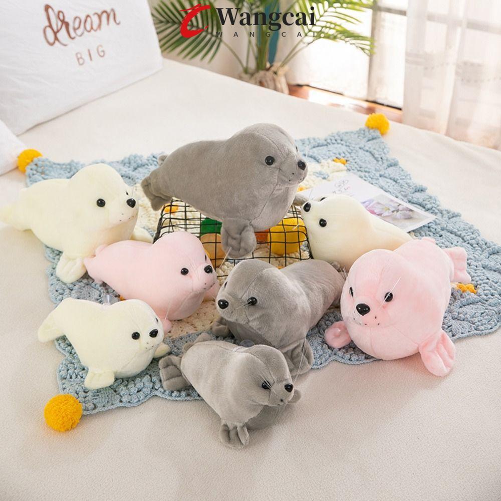 WANGMCAI Seal Búp bê sang trọng, Gối động vật Fluffy Seal Đồ chơi nhồi bông sang trọng, Ấm cúng sang