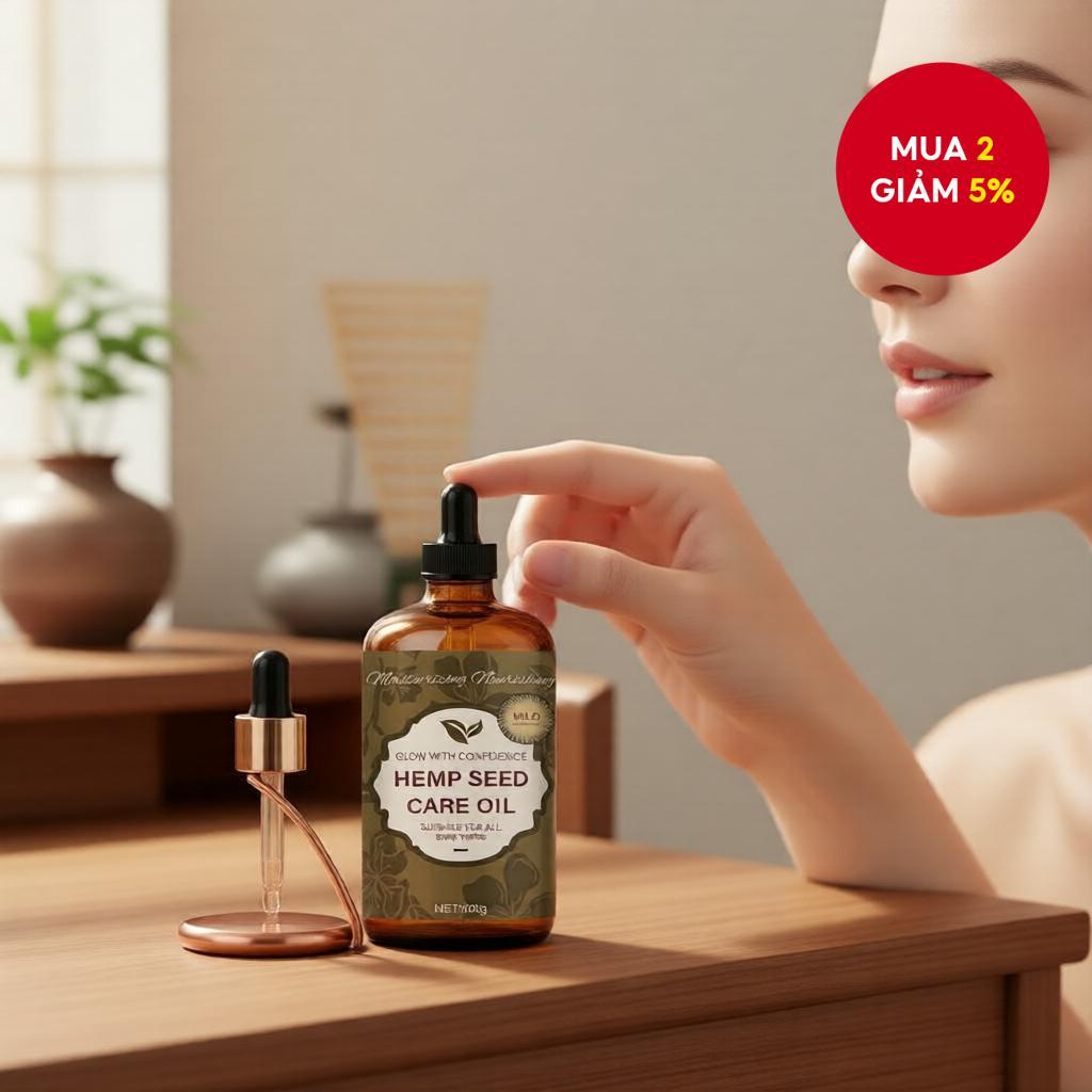 Dầu Hạt Gai Dầu Nguyên Chất - Ép Lạnh, Không Hexane, Dầu Dưỡng Ẩm Tự Nhiên