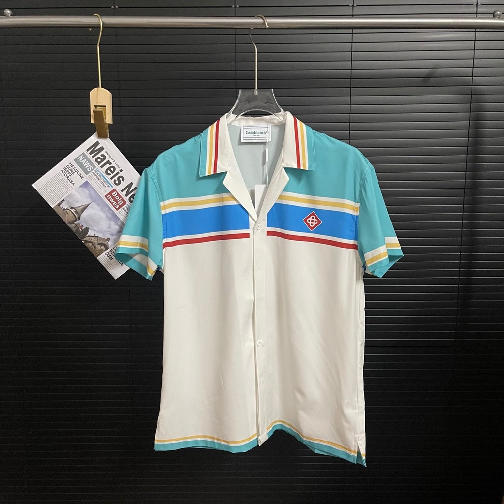 0TWS Casablanca Casa Summer New Men's Short Sleeve Shirt Hawaii3d Digital Printed Shirt