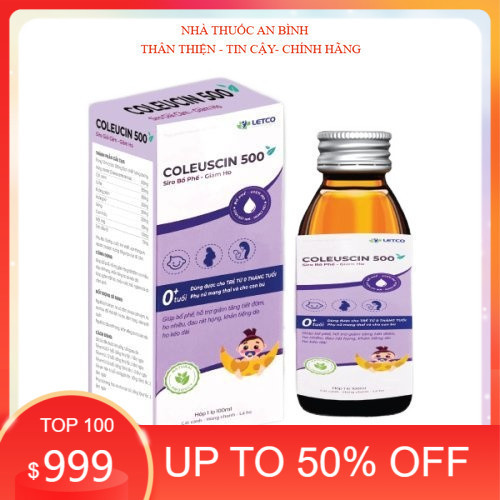 Siro Ho Cảm Coleuscin 500, giảm ho, giảm nghẹt mũi, bổ phế, giảm đau họng