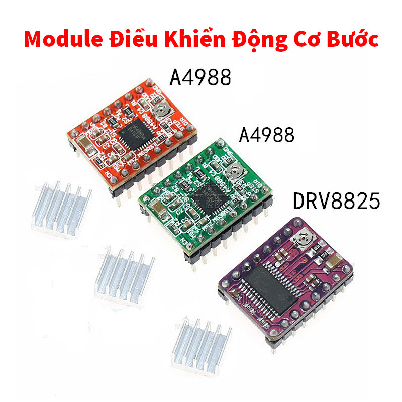Module điều khiển động cơ bước A4988, DRV8825 (Kèm Tản Nhiệt)