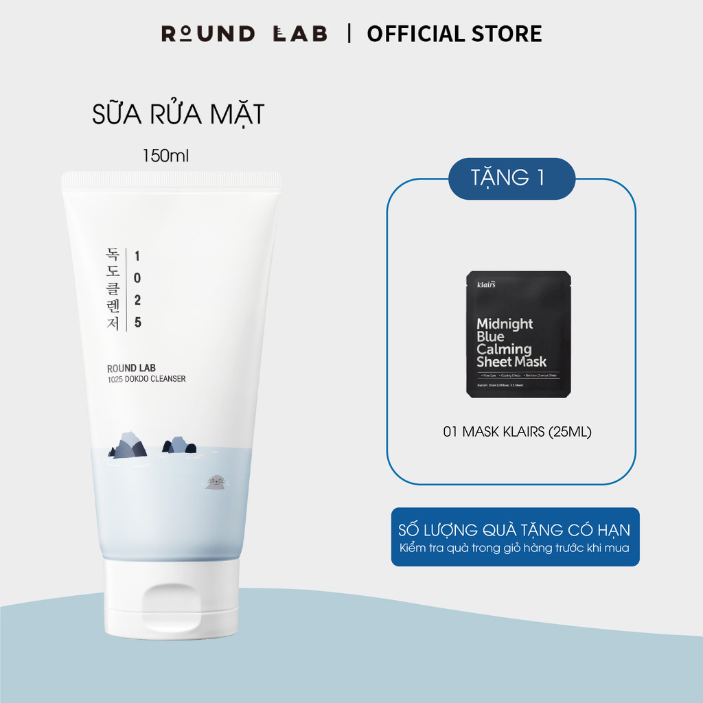Sữa Rửa Mặt Round Lab 1025 Dokdo Cleanser 150ml tạo bọt mềm mịn dễ chịu