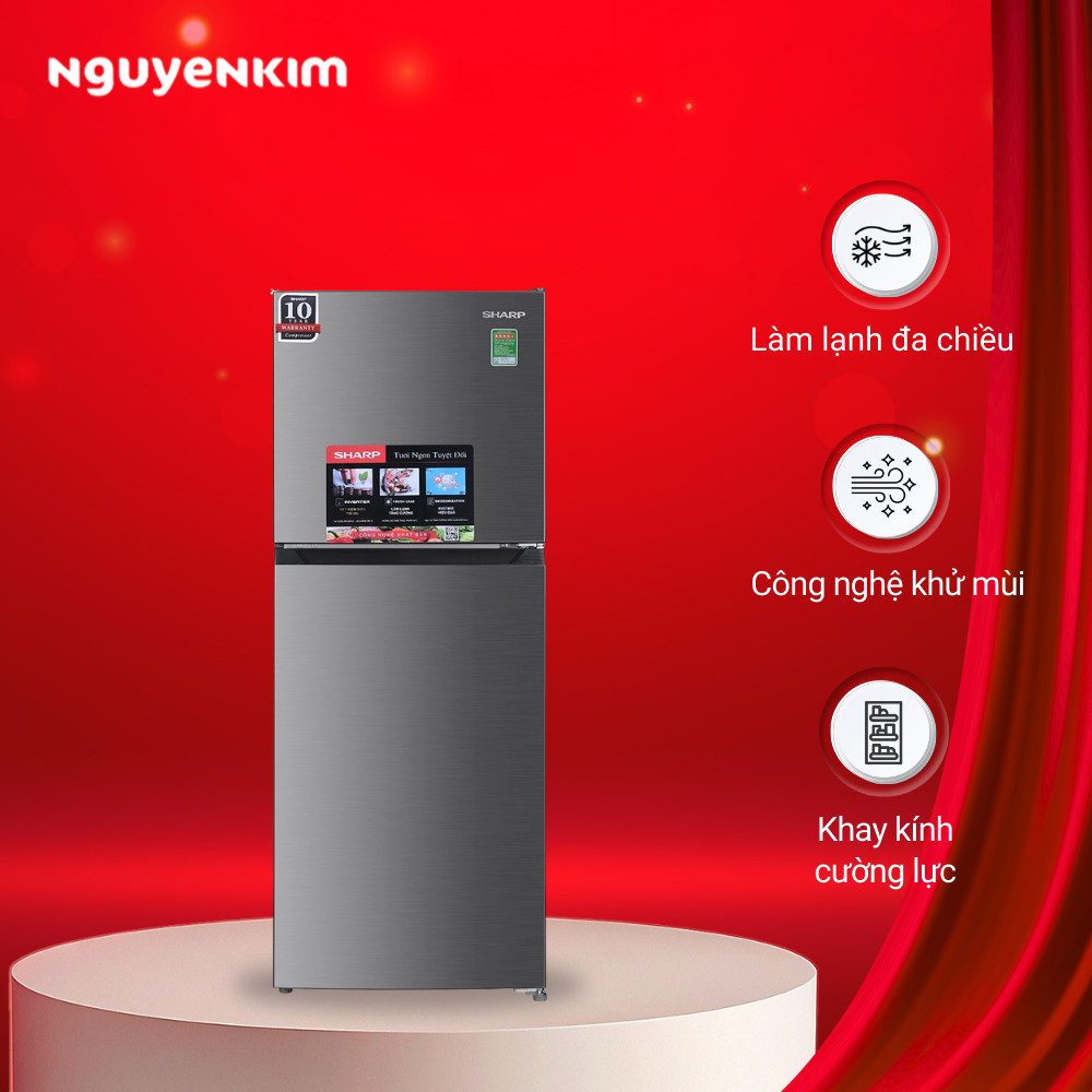 Tủ lạnh 2 cánh Sharp Inverter 197 lít ngăn đông trên SJ-X215V-SL