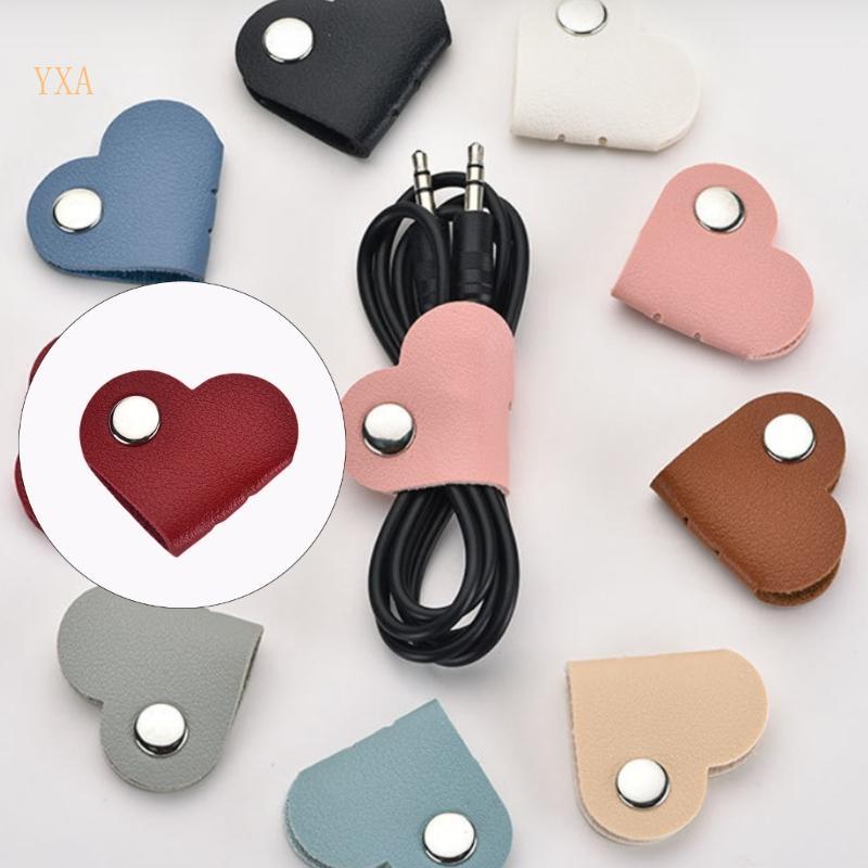 Heart Shaped Leather Cord Organiser for Earphones Headphones Cable Management