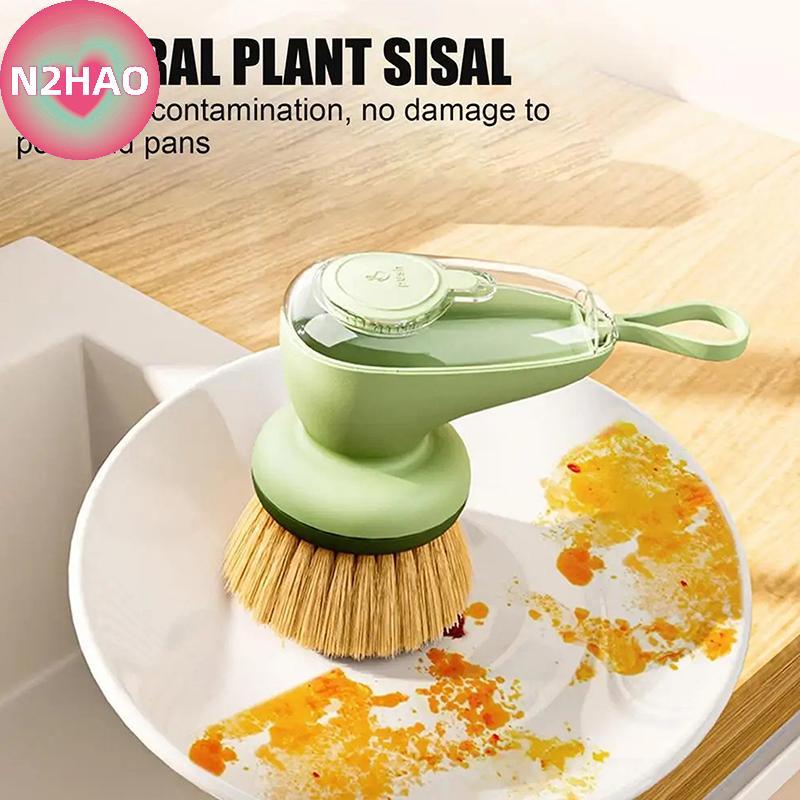 N2HAO Bàn Chải Xốp Rửa Chén Với Hộp Đựng Xà Phòng Có Thể Đổ Lại Nồi Rửa Chén Dụng Cụ Vệ Sinh Hiệu Qu