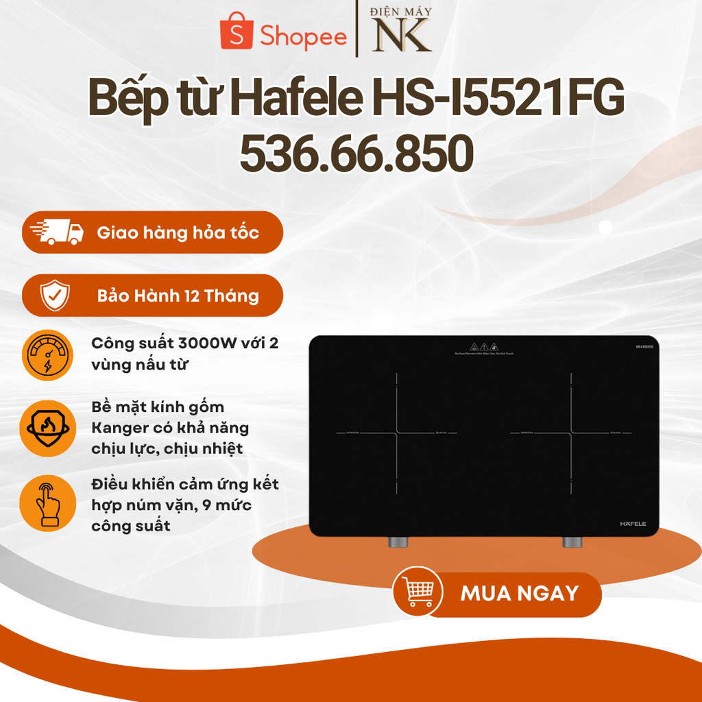 Bếp từ đôi Hafele HS-I5521FG 536.66.850 - Bảo Hành 12 Tháng