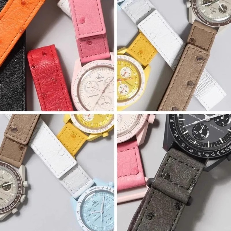 Thích hợp cho Omega Swatch Snoopy Swatch Omega Đồng Thương Hiệu Núi Lửa Sa Mạc Bắc Cực Dây Da Thật C