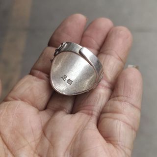 Nhẫn bạc nguyên chất cổ nhà Thanh với lanolin ngọc, miễn phí vận chuyển