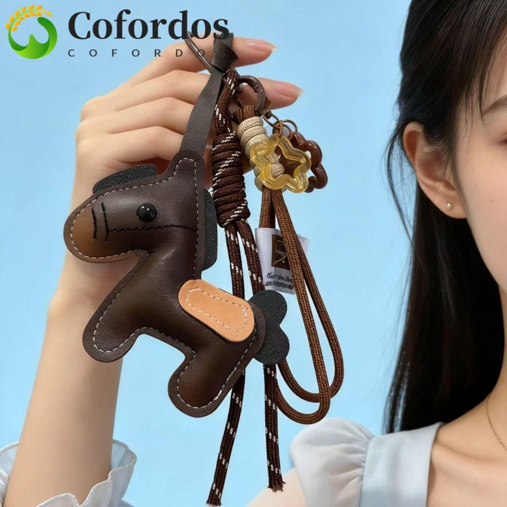 COFORDOS Da Pony Túi Charm, Thiết Kế Hoạt Hình Phong Cách Vintage Pony Móc Khóa, Thiết Kế Nhẹ Dễ Thương Da PU Treo Dây Ngựa Túi Mặt Dây Chuyền Túi Trang Trí