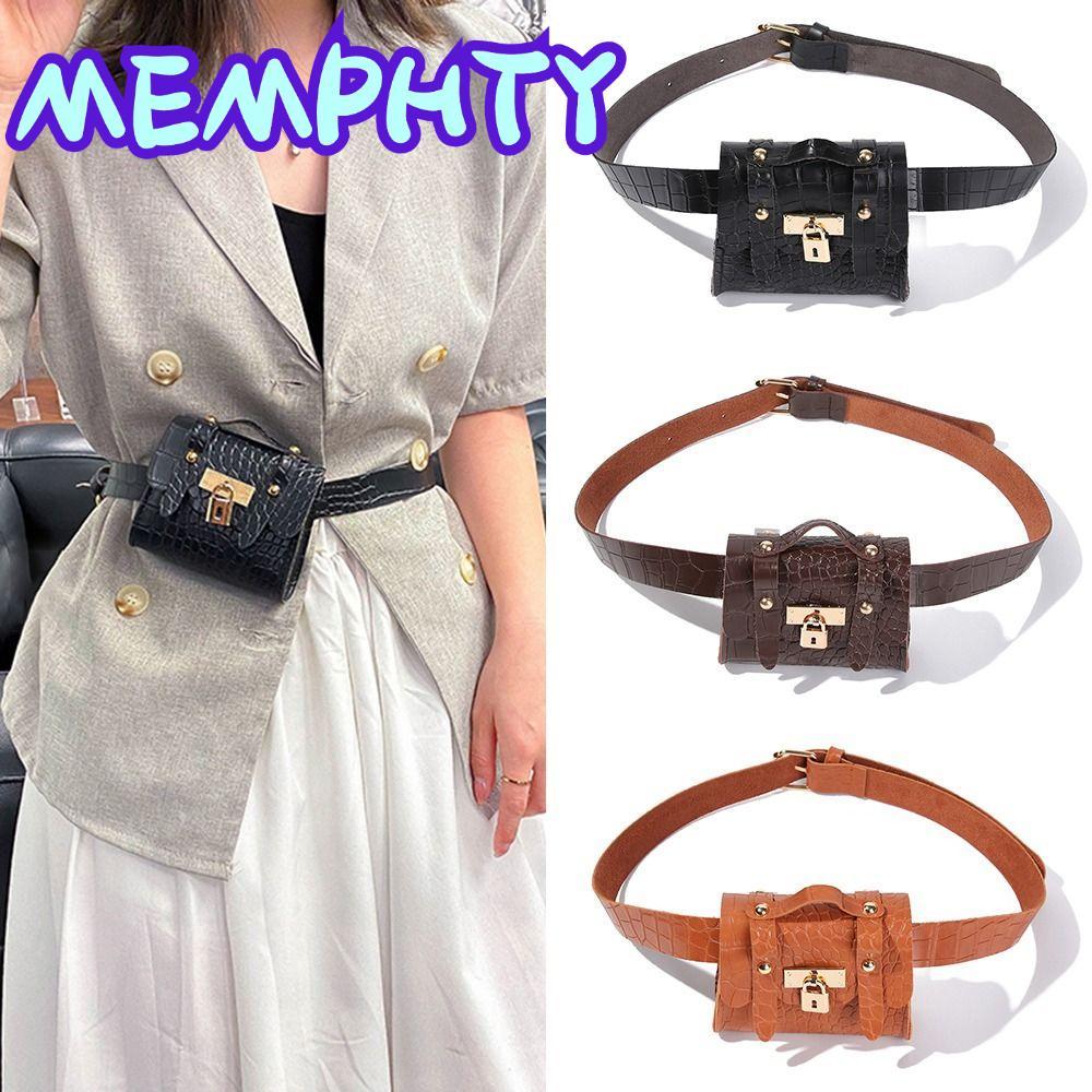 MEMPHTY Túi Gắn Thắt Lưng Mini 2 Trong 1 Nhiều Màu Sắc Thiết Kế Xinh Xắn Dành Cho Nữ