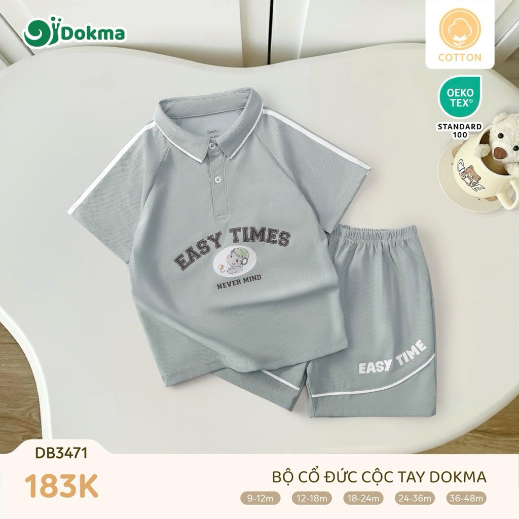 [ DOKMA ] Bộ Dokma cộc tay cổ polo cho bé trai, bé gái
