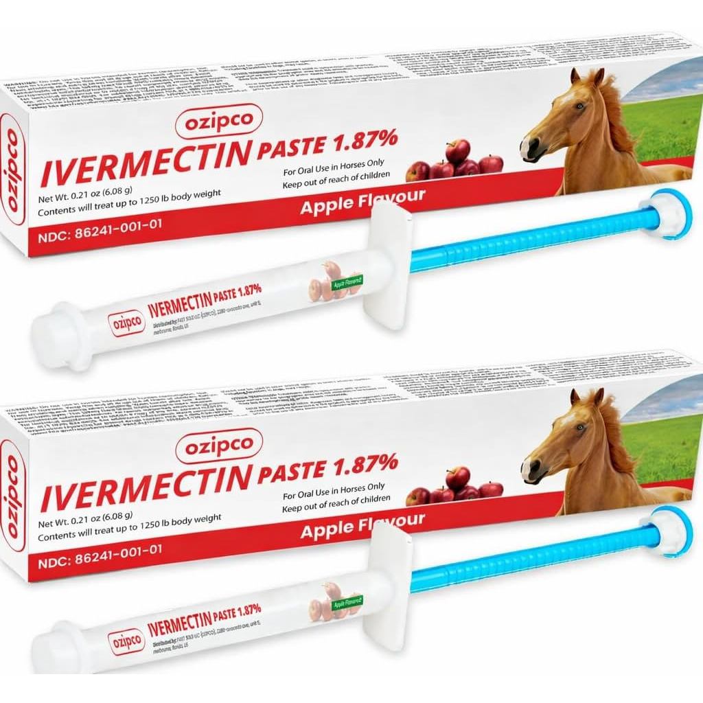 OZIPCO Ivermectin Horse Paste 1.87% | Apple Flavor – Ống tiêm 6.08g dùng cho ngựa chỉ tối đa 1250 LB