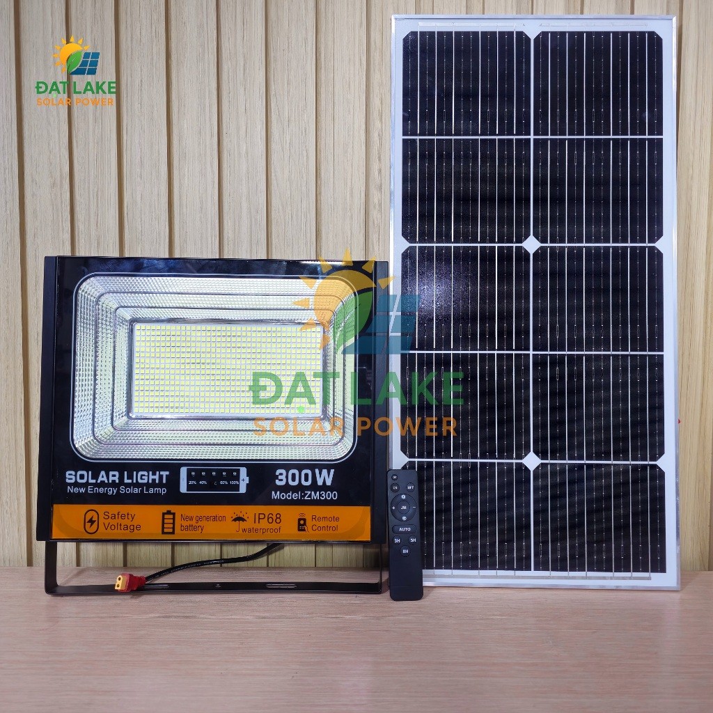Đèn Pha Năng Lượng Mặt Trời 300W ZM300, Chip Led 5054 Thế Hệ Mới Cao Cấp, Chống Nước IP68