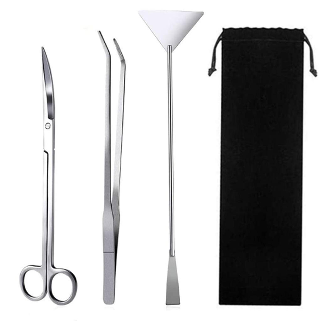 Aquatic Plant Trimming Set, 3-Piece Set with Curved Scissors, Curved Tweezers, and Sand Flutter, Mad