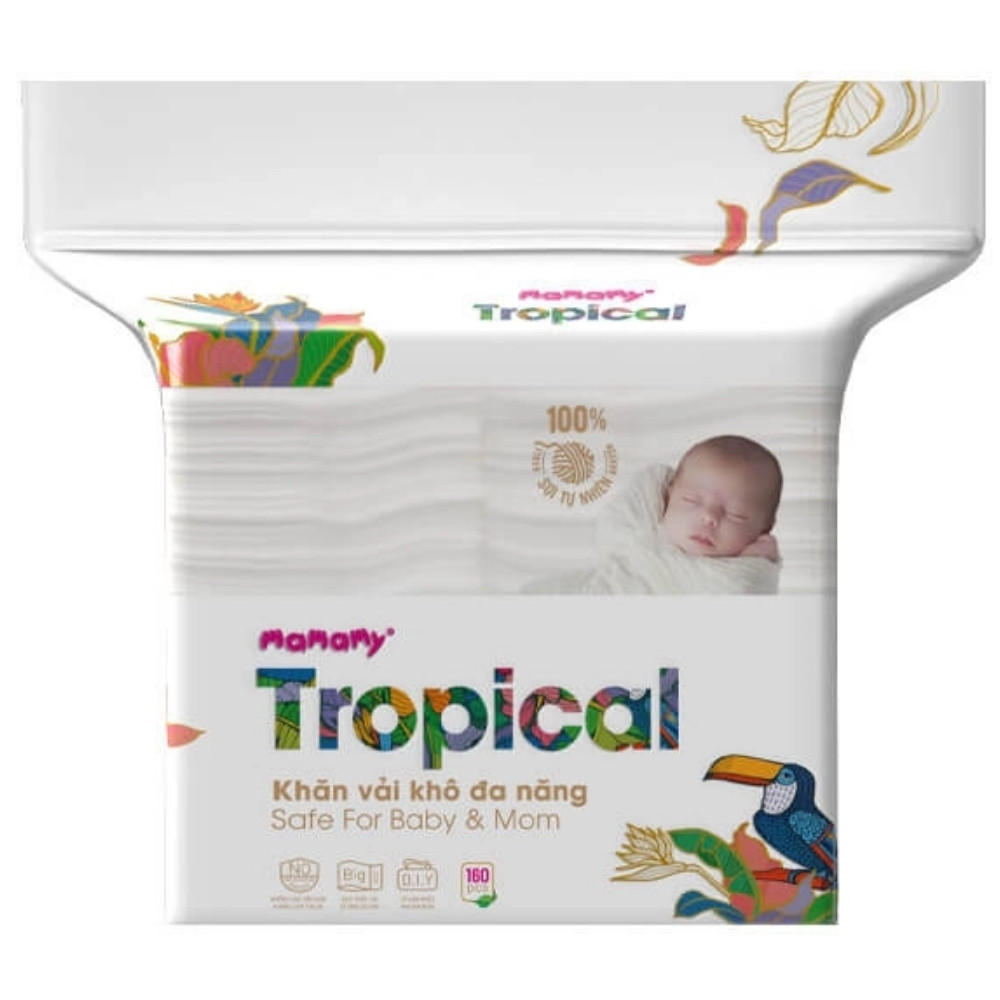 Khăn vải khô đa năng Mamamy Tropical 160 tờ - Bibo Mart