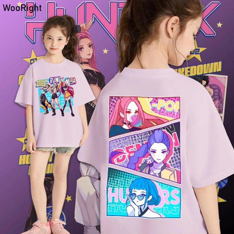 Áo thun nữ size 100-150CM Truy tìm Huntrix Kpop Rumi Huntrix Zoey 100% cotton