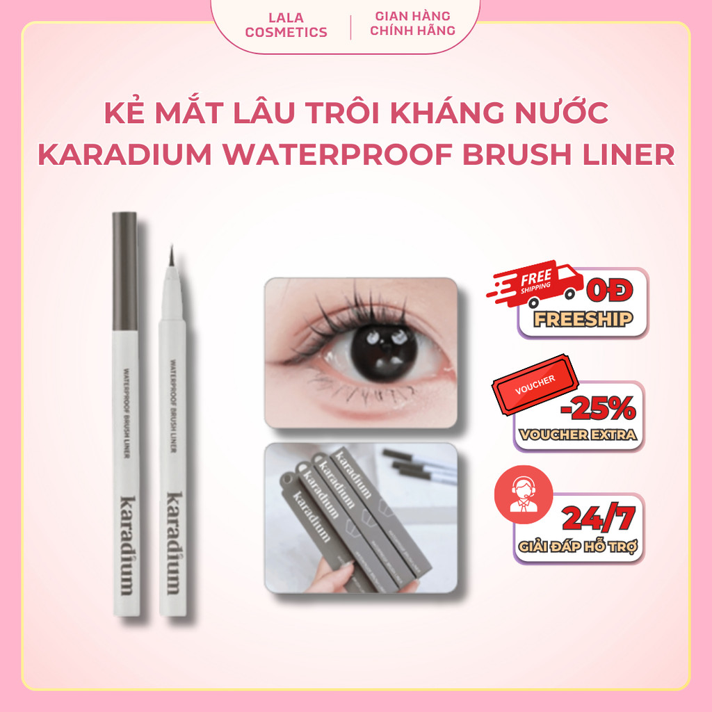 Bút Dạ Kẻ Mắt Eyeliner Karadium Kháng Nước Lâu Trôi, Sắc Nét Karadium Waterproof Brush Liner ( Vỏ Mớ