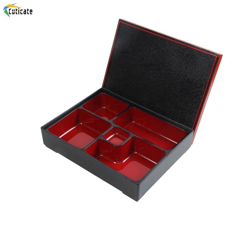 Hộp Bento Nhật Bản Hộp Cơm Trưa Bento 5 Ngăn Đỏ Đen Có Nắp Phục Vụ