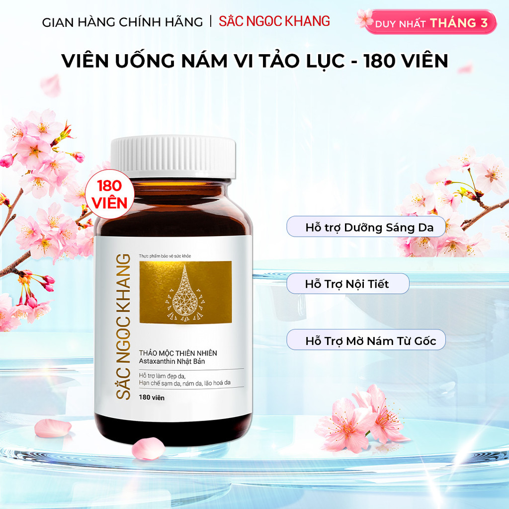 Viên uống đẹp da - chống lão hóa - nám sạm tàn nhan Sắc Ngọc Khang Vi Tảo Lục [Hộp 180 Viên]