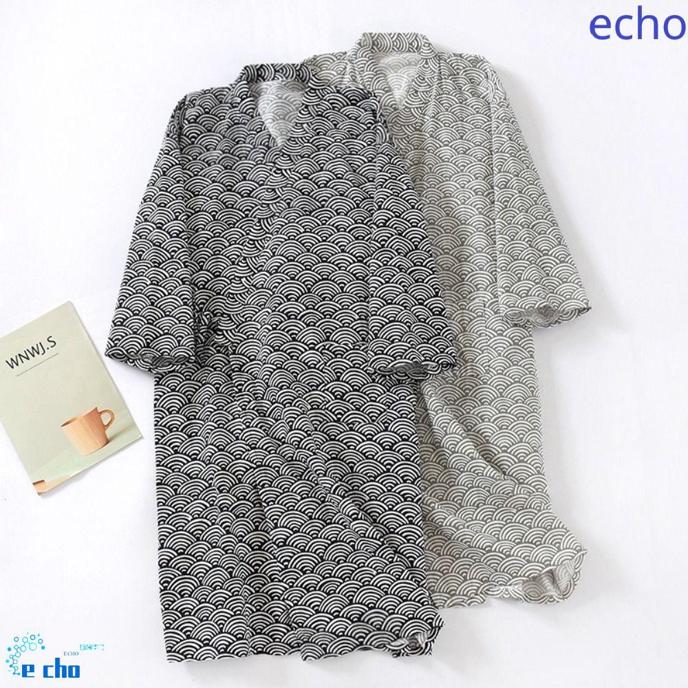 Áo choàng tắm kimono nam WELON, Yukata phong cách Nhật Bản dáng rộng cổ chữ V, áo dài tay in họa tiế